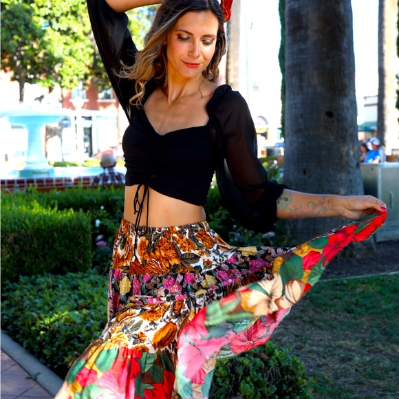 Spanish Floral Tiered Skirt - Picture 2 of 3